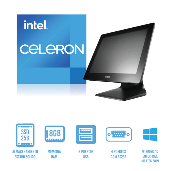 POS Touch Posbank Apexa EL-1500u (Intel Celeron J6412 11°GEN, 8GB RAM) - Imagen 2