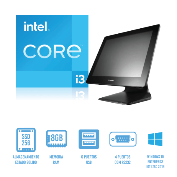 POS Touch Posbank Apexa TL-1500u (Intel Core i3 11°GEN, 8GB RAM) - Imagen 2